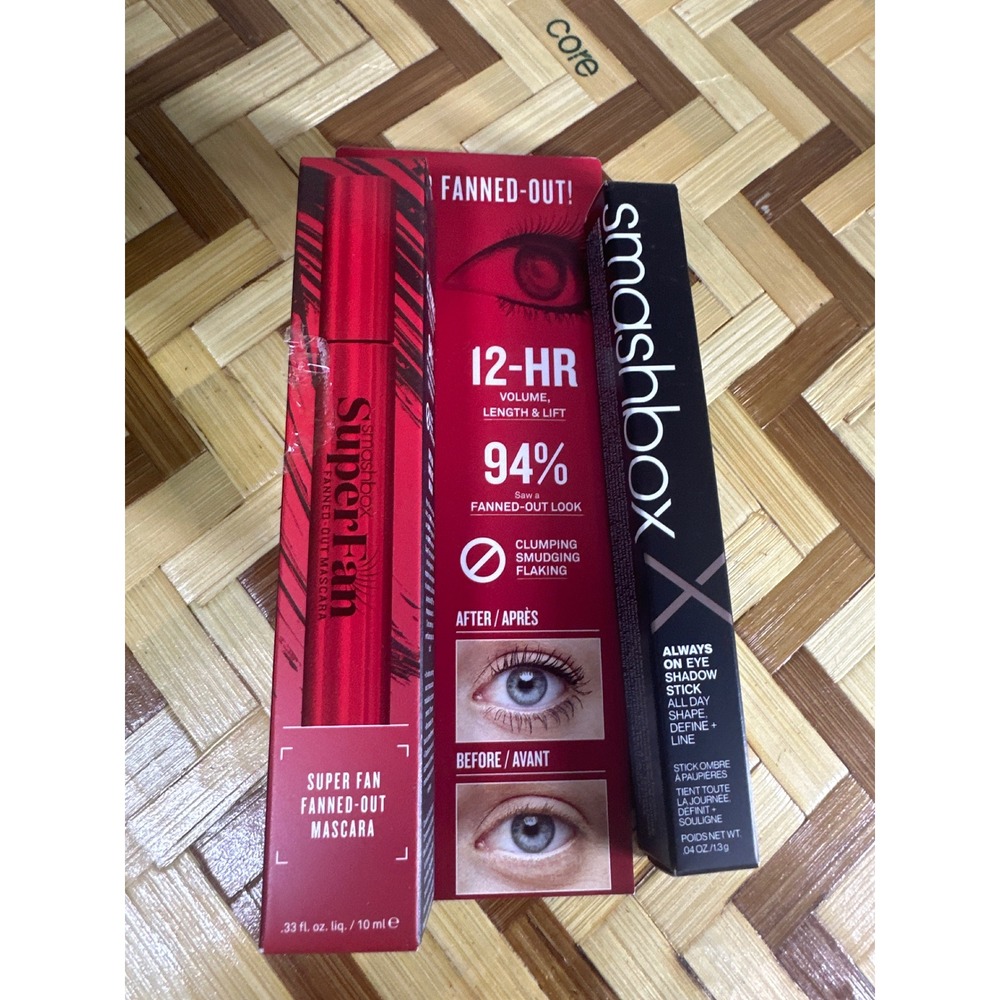 Smashbox Super Fan Mascara Black & Always On Eye Shadow Stick Loaded Duo NIB